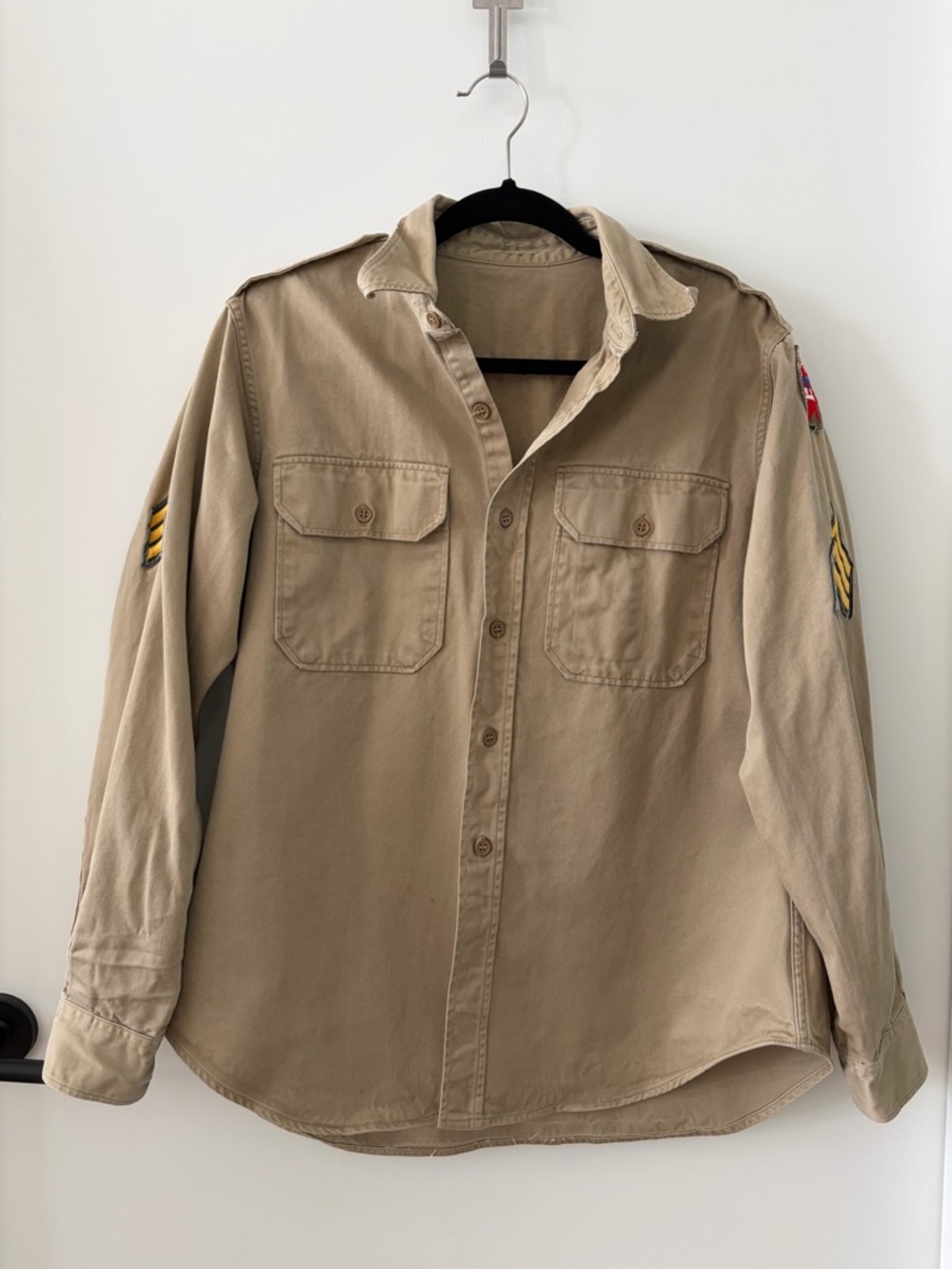 Vintage WWII Military Field Utility Jacket, Shirt with original issue Patches!
